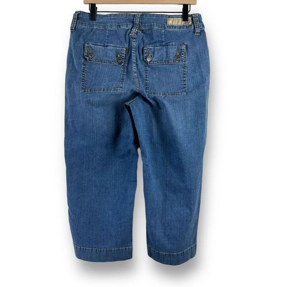 Worn Jeans Women's 14 Wide Leg Denim Cropped Capris Double Button Flap Pockets - Picture 2 of 15